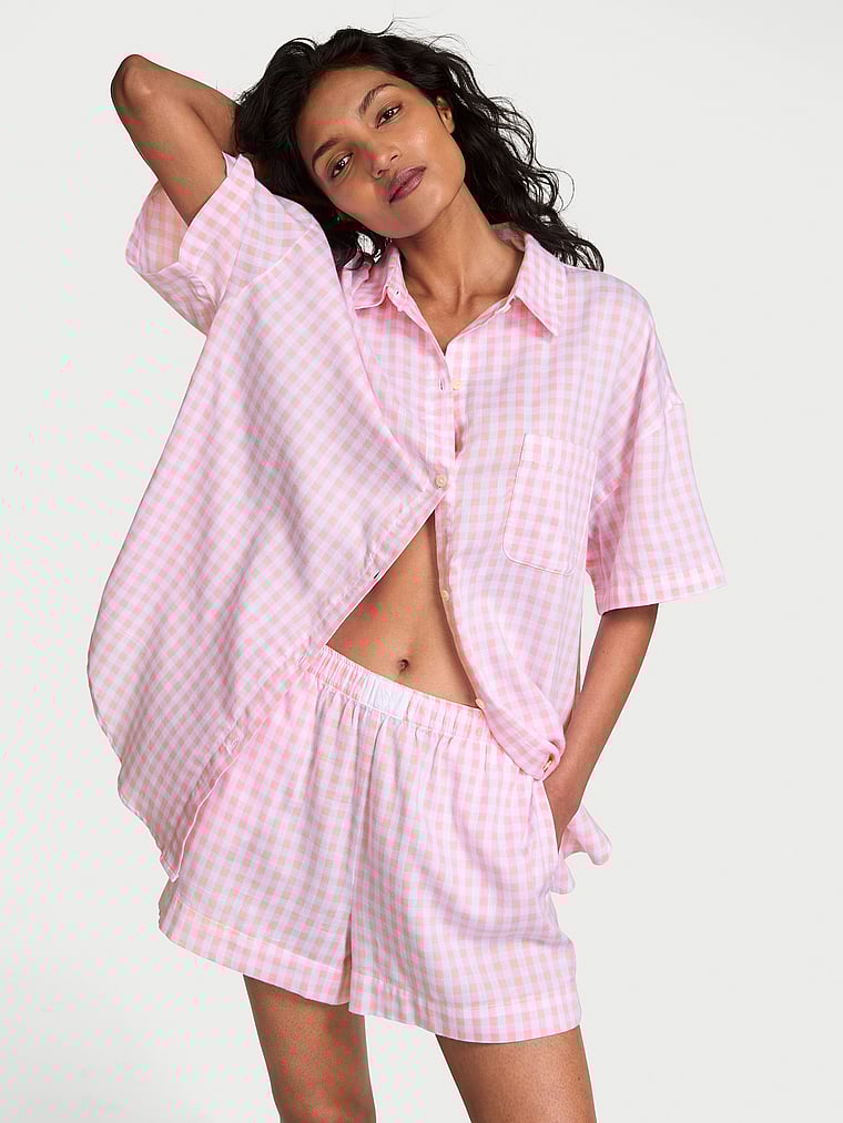Короткий пижамный комплект из модала и хлопка в клетку виши Victoria'S Secret, pink gingham
Короткий пижамный комплект из модала и хлопка в клетку виши Victoria'S Secret, pink gingham