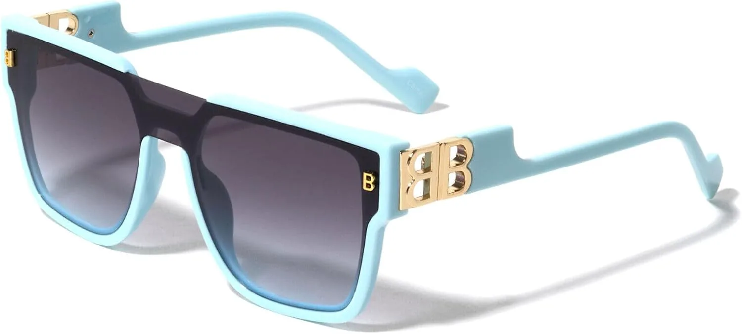 Женские солнцезащитные очки-авиаторы Dweebzilla с квадратными линзами увеличенного размера, цельной оправой, Light Blue & Gold Frame - Black Gradient Lenses
Женские солнцезащитные очки-авиаторы Dweebzilla с квадратными линзами увеличенного размера, цельной оправой, Light Blue & Gold Frame - Black Gradient Lenses