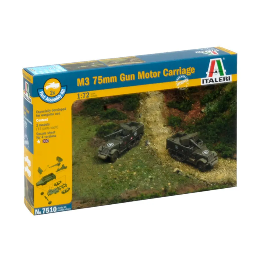 Лафет с 75-мм пушечным двигателем M3 — комплект для быстрой сборки (Вторая мировая война), Military Vehicles (1:72) (Italeri)
Лафет с 75-мм пушечным двигателем M3 — комплект для быстрой сборки (Вторая мировая война), Military Vehicles (1:72) (Italeri)