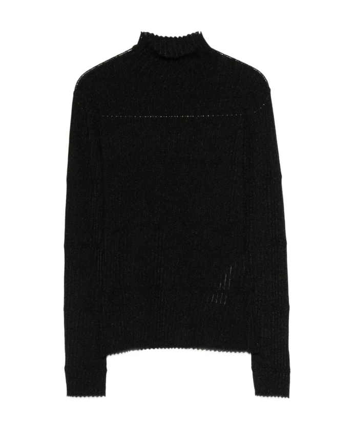 Черный трикотажный свитер с высоким воротником в рубчик Emporio Armani, черный
Черный трикотажный свитер с высоким воротником в рубчик Emporio Armani, черный