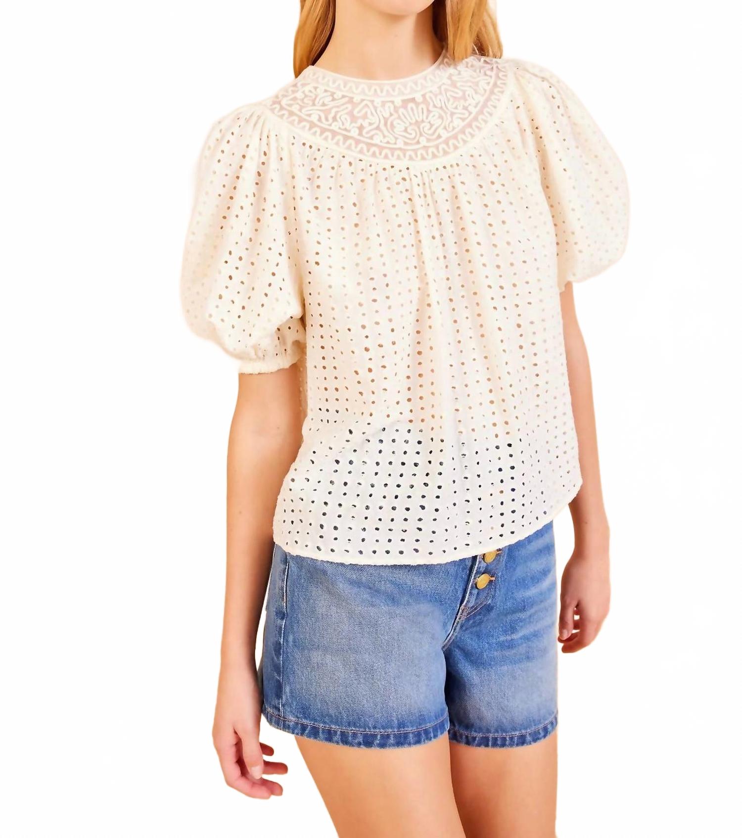 Топ Amina с кружевными вставками и короткими рукавами в натуральном цвете Ulla Johnson
Топ Amina с кружевными вставками и короткими рукавами в натуральном цвете Ulla Johnson