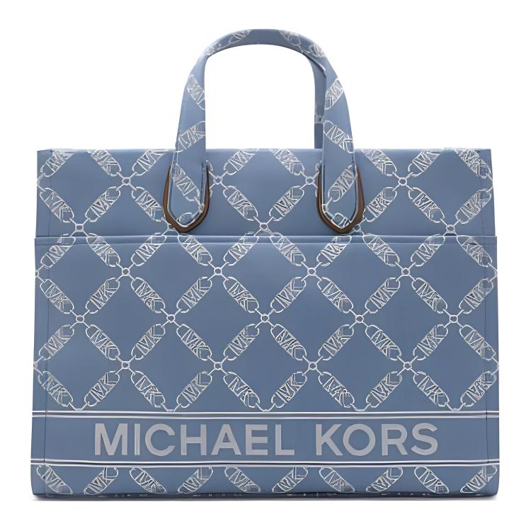 Сумка-шоппер из холста, Холщовая сумка, Покупная сумка, Женская сине-белая сумка через плечо MICHAEL KORS