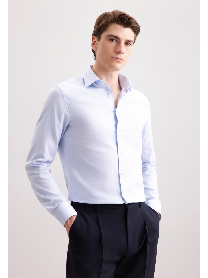 Узкая фланелевая рубашка средне-синего цвета Seidensticker
Узкая фланелевая рубашка средне-синего цвета Seidensticker