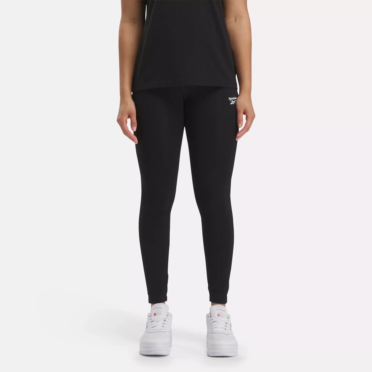 Хлопковые леггинсы Identity с маленьким логотипом Reebok, черный 
Хлопковые леггинсы Identity с маленьким логотипом Reebok, черный