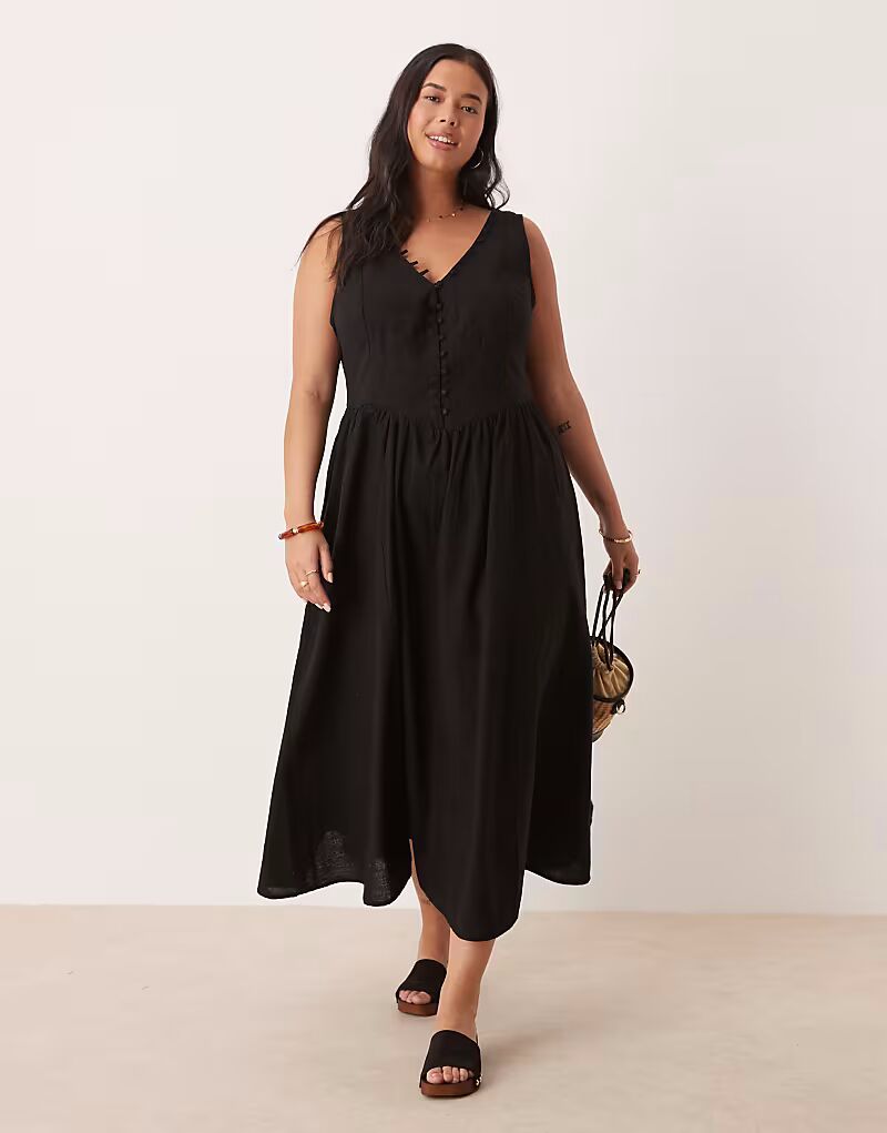 Платье макси ASOS DESIGN Curve с V-образным вырезом, застежкой на пуговицы и заниженной талией черного цвета ASOS Curve
Платье макси ASOS DESIGN Curve с V-образным вырезом, застежкой на пуговицы и заниженной талией черного цвета ASOS Curve