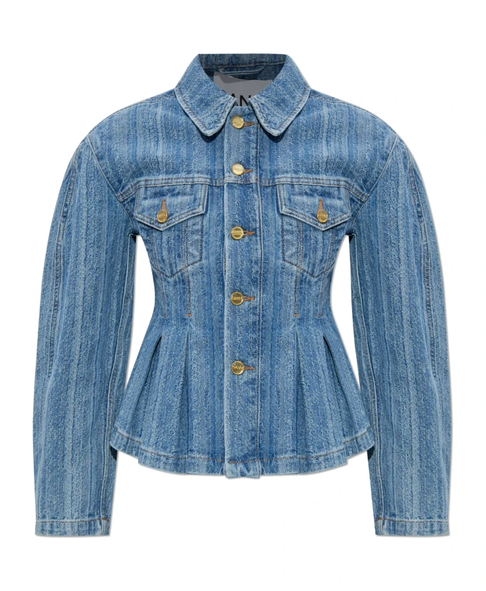 Джинсовая куртка в полоску со складками Ganni, синий
Джинсовая куртка в полоску со складками Ganni, синий