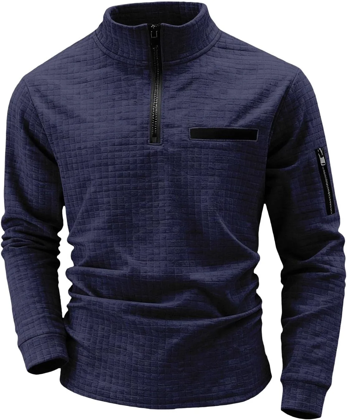 Мужской свитер 1/4 Zip с вафельной текстурой
Мужской свитер 1/4 Zip с вафельной текстурой