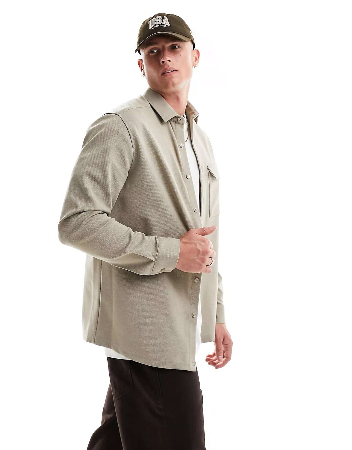 Овсяная рубашка из эластичной текстуры ASOS
Овсяная рубашка из эластичной текстуры ASOS