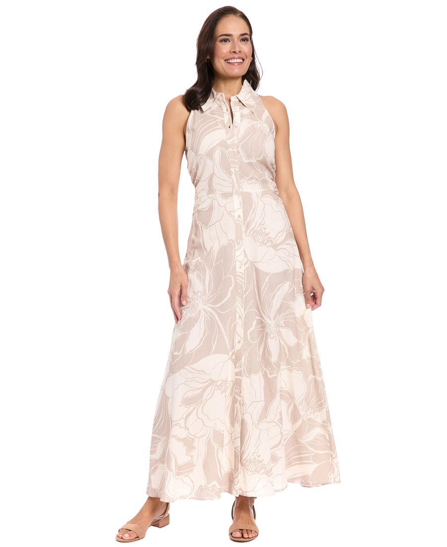 Женское длинное платье-рубашка без рукавов на пуговицах London Times, Blush/Beige
Женское длинное платье-рубашка без рукавов на пуговицах London Times, Blush/Beige