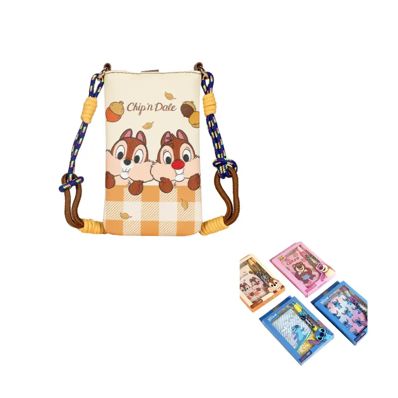 Disney Коллекция Лотсо Коллекция Стич ПВХ плечевая сумка для телефона унисекс розово-красная сине-коричневая фиолетовая, Chip 'n Dale