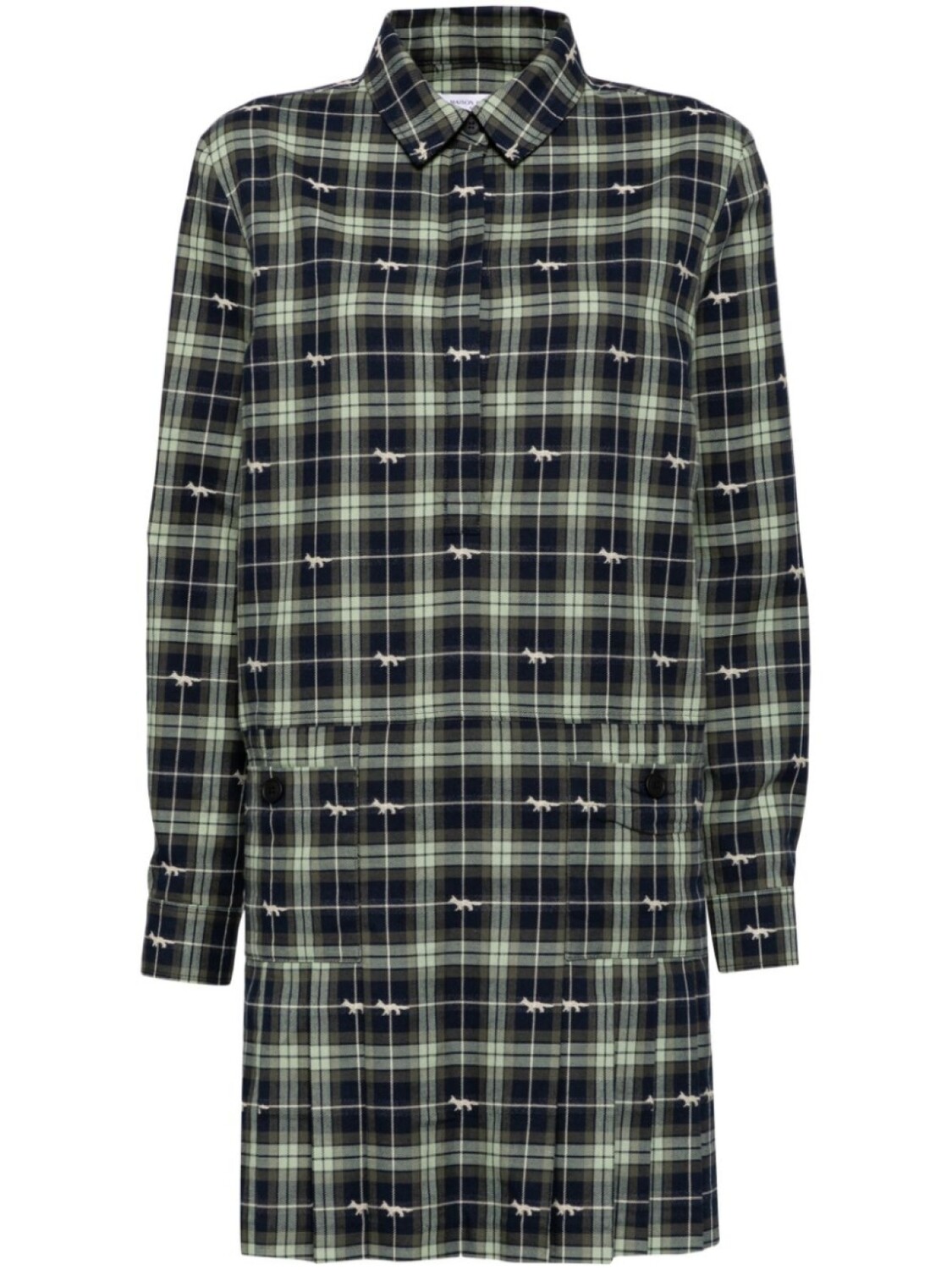 Укороченное платье-рубашка Maison Kitsuné, зеленый 
Укороченное платье-рубашка Maison Kitsuné, зеленый