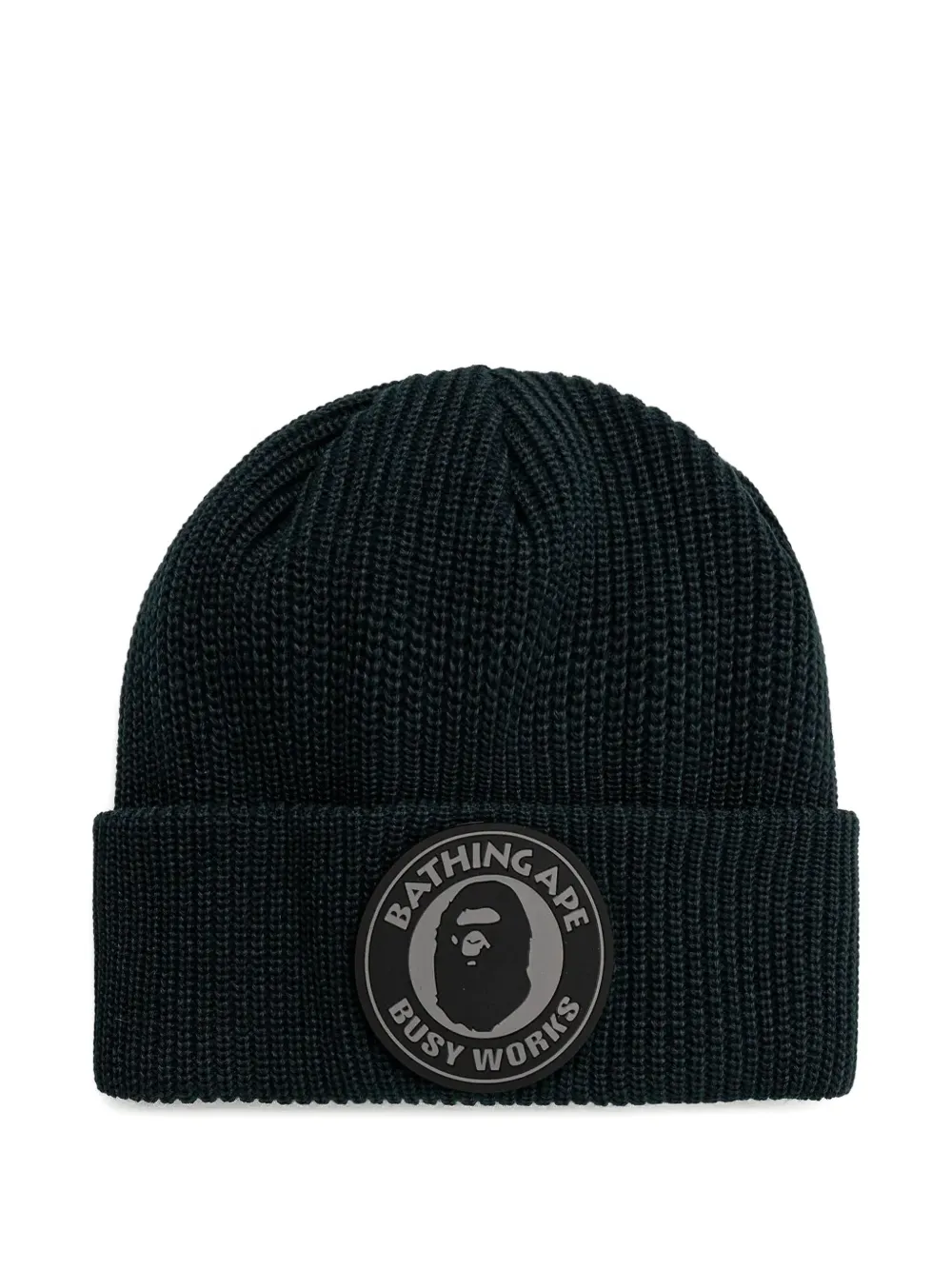 Шапка бини в рубчик с нашивкой-логотипом A BATHING APE, черный 
Шапка бини в рубчик с нашивкой-логотипом A BATHING APE, черный