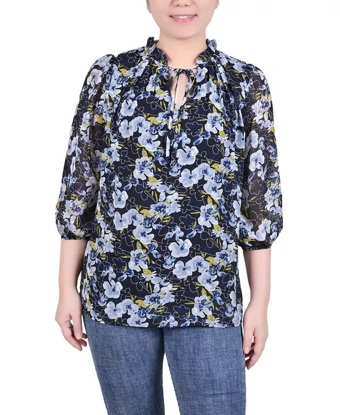 Шифоновая блузка для миниатюрных размеров с рукавами 3/4 NY Collection, мультиколор
Шифоновая блузка для миниатюрных размеров с рукавами 3/4 NY Collection, мультиколор