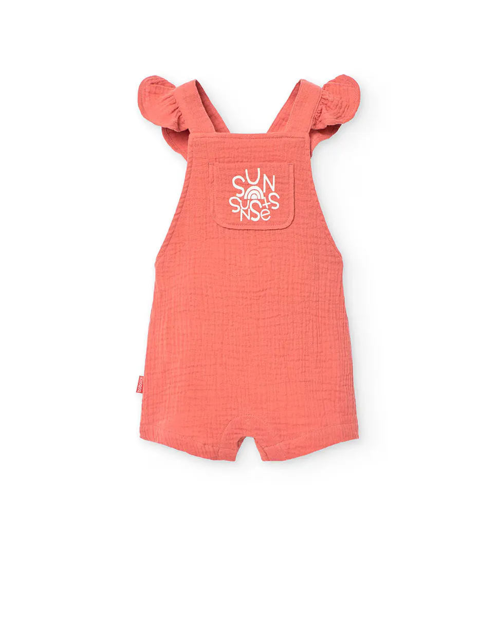 Однотонный хлопковый комбинезон для девочки Boboli, оранжевый
Однотонный хлопковый комбинезон для девочки Boboli, оранжевый