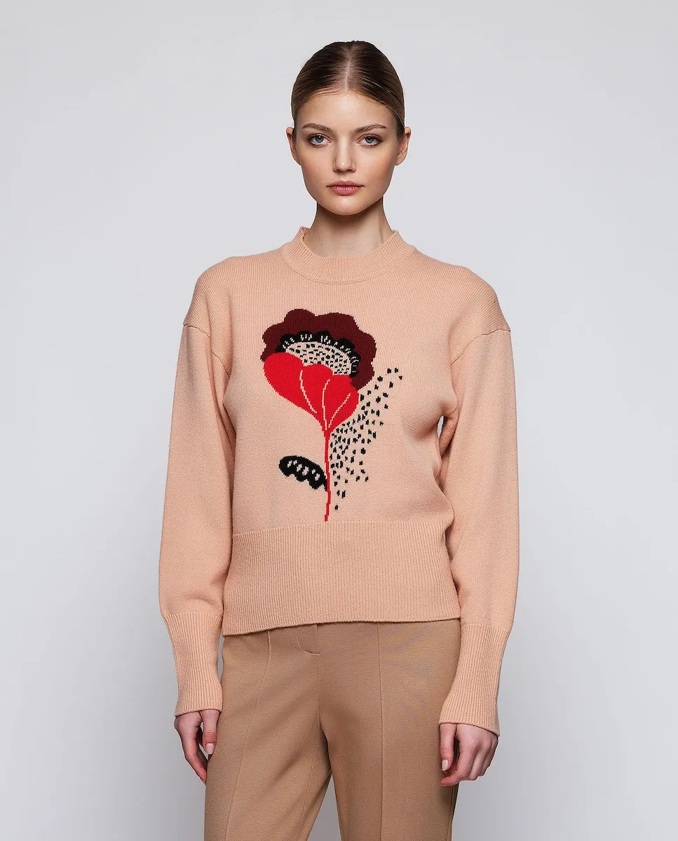 Женский джемпер жаккард с цветочным узором из шерсти и кашемира Mirto, бежевый
Женский джемпер жаккард с цветочным узором из шерсти и кашемира Mirto, бежевый