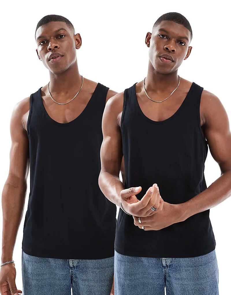 Комплект из 2 базовых маек ASOS DESIGN черного цвета
Комплект из 2 базовых маек ASOS DESIGN черного цвета