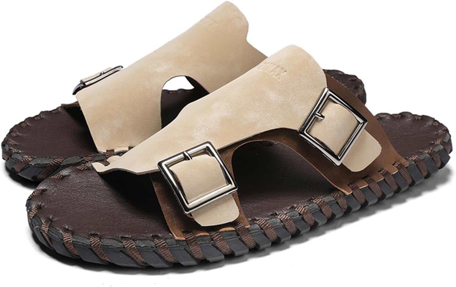 Мужские повседневные сандалии ZLNMLD из ручной работы из кожи с плоской подошвой, с декоративной двойной пряжкой, тапочки на лето, легкие, нескользящие пляжные сандалии, коричневый
Мужские повседневные сандалии ZLNMLD из ручной работы из кожи с плоской подошвой, с декоративной двойной пряжкой, тапочки на лето, легкие, нескользящие пляжные сандалии, коричневый