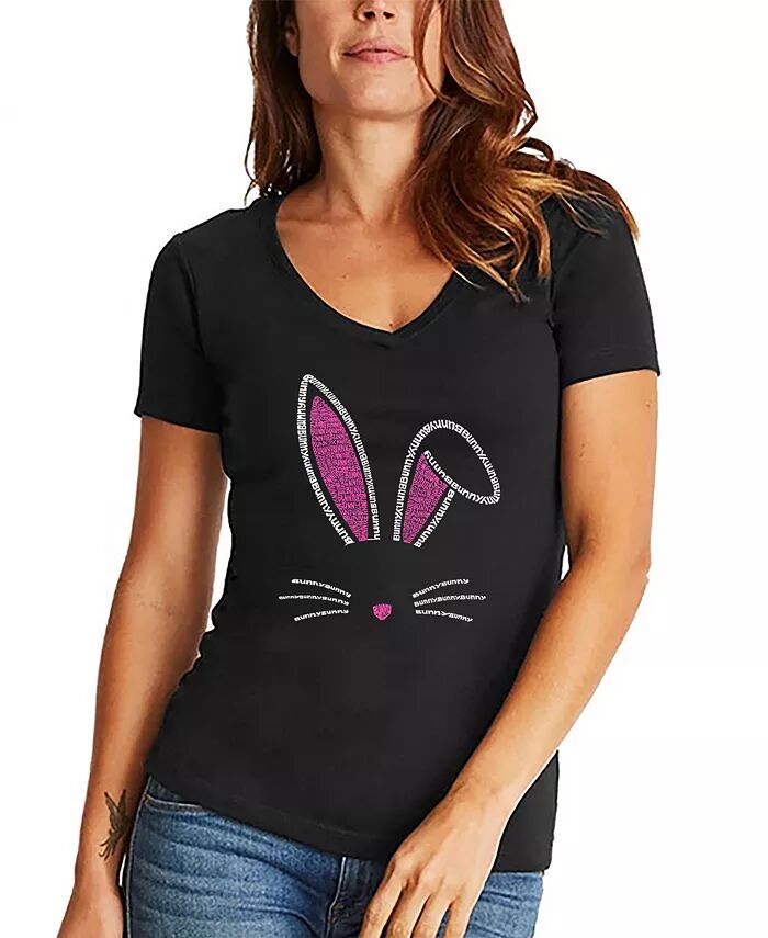 Женская футболка с V-образным вырезом и надписью «Bunny Ears Word Art» LA Pop Art, черный
Женская футболка с V-образным вырезом и надписью «Bunny Ears Word Art» LA Pop Art, черный