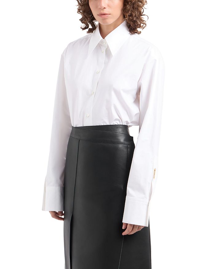 Хлопковая рубашка на пуговицах из поплина Emporio Armani, белый
Хлопковая рубашка на пуговицах из поплина Emporio Armani, белый