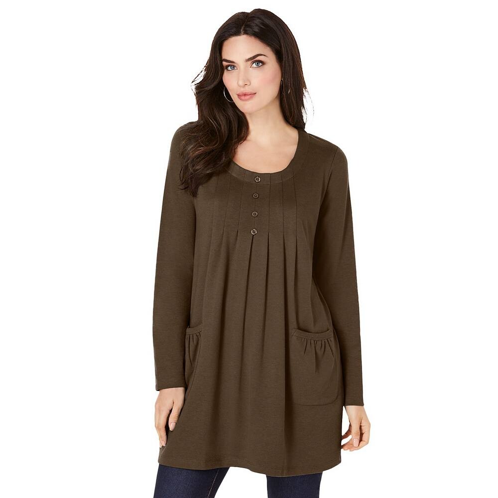 Женская мягкая трикотажная туника больших размеров Roaman с длинными рукавами и двумя карманами Roaman's, цвет Chocolate
Женская мягкая трикотажная туника больших размеров Roaman с длинными рукавами и двумя карманами Roaman's, цвет Chocolate