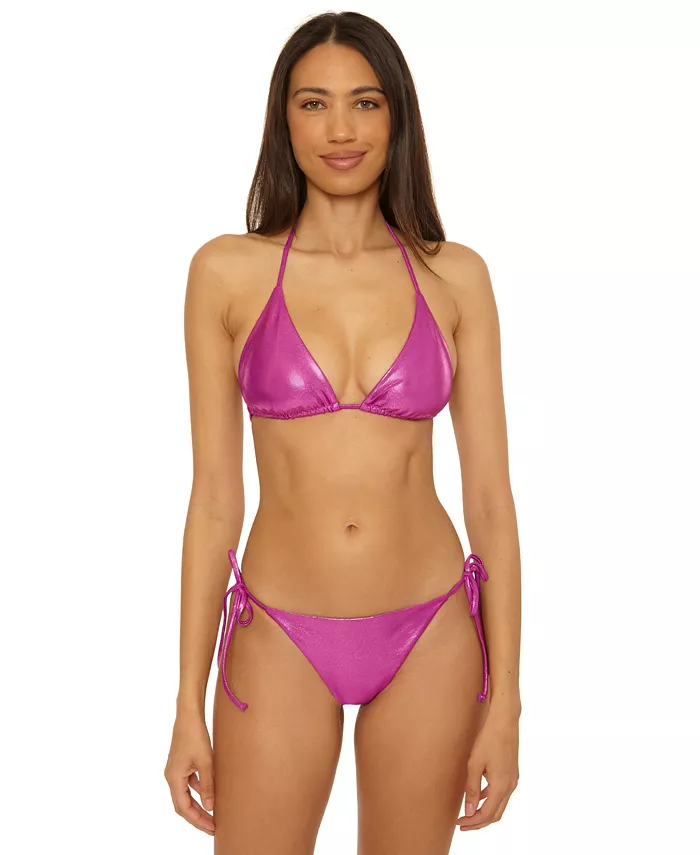 Женский бикини-топ с треугольными чашечками из жидкого металла и плавки с завязками по бокам Becca, розовый
Женский бикини-топ с треугольными чашечками из жидкого металла и плавки с завязками по бокам Becca, розовый