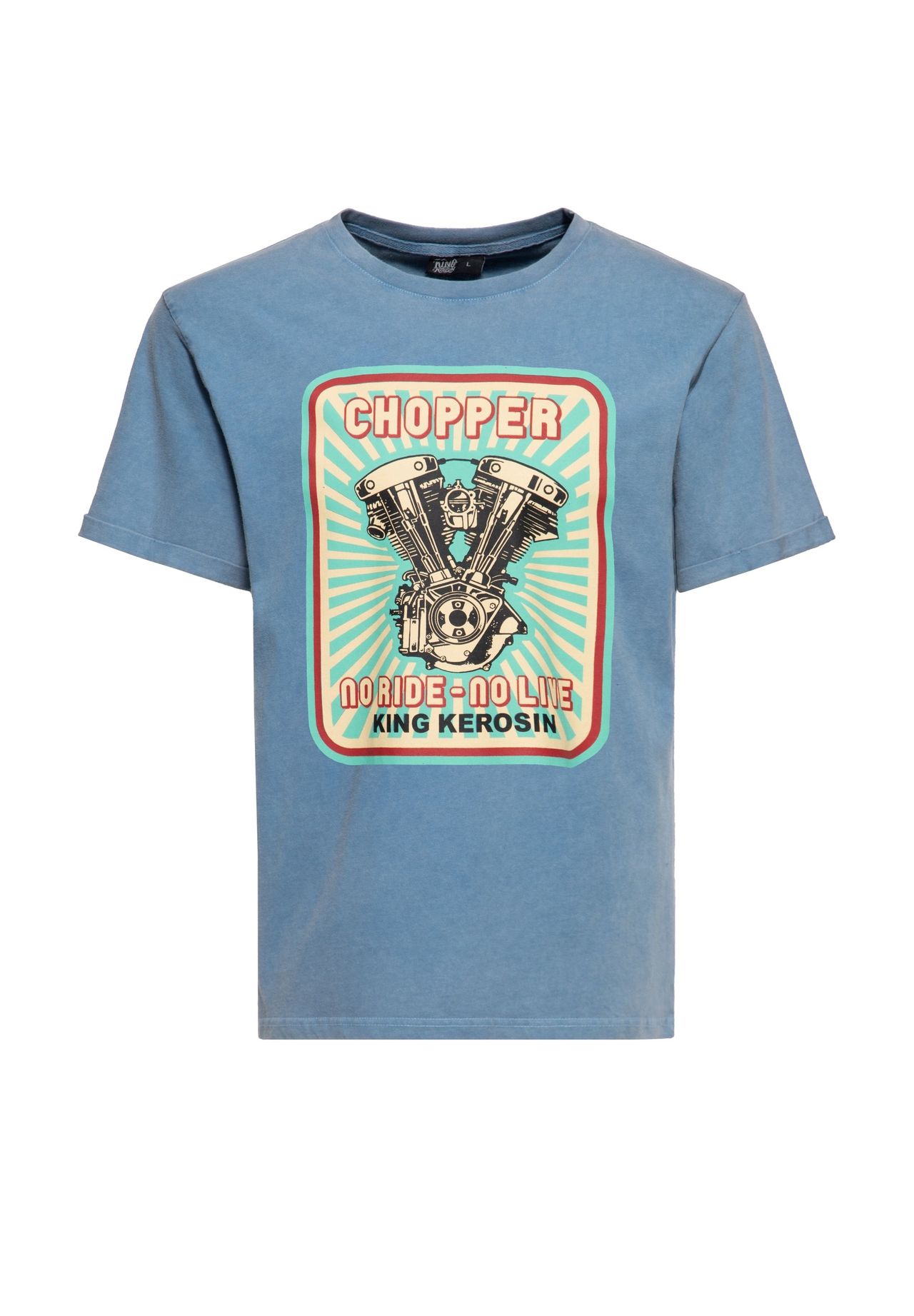 Рубашка с принтом Acid Washed No Ride No Life KING KEROSIN, небесно-голубой 
Рубашка с принтом Acid Washed No Ride No Life KING KEROSIN, небесно-голубой