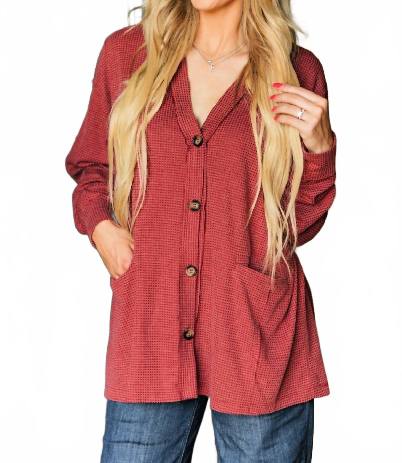 Винная вязаная кардиган на пуговицах ANDREE BY UNIT, Wine
Винная вязаная кардиган на пуговицах ANDREE BY UNIT, Wine