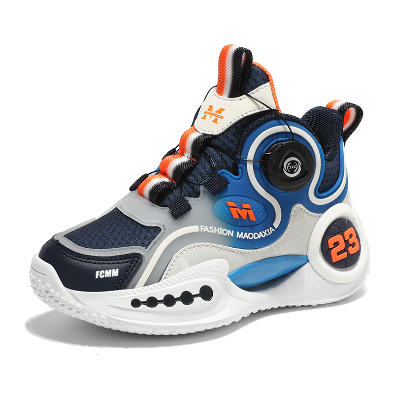 Баскетбольные кроссовки средней высоты с противоскользящей подошвой, устойчивые к истиранию и отскоку, детские FCMM, синий 
Баскетбольные кроссовки средней высоты с противоскользящей подошвой, устойчивые к истиранию и отскоку, детские FCMM, синий