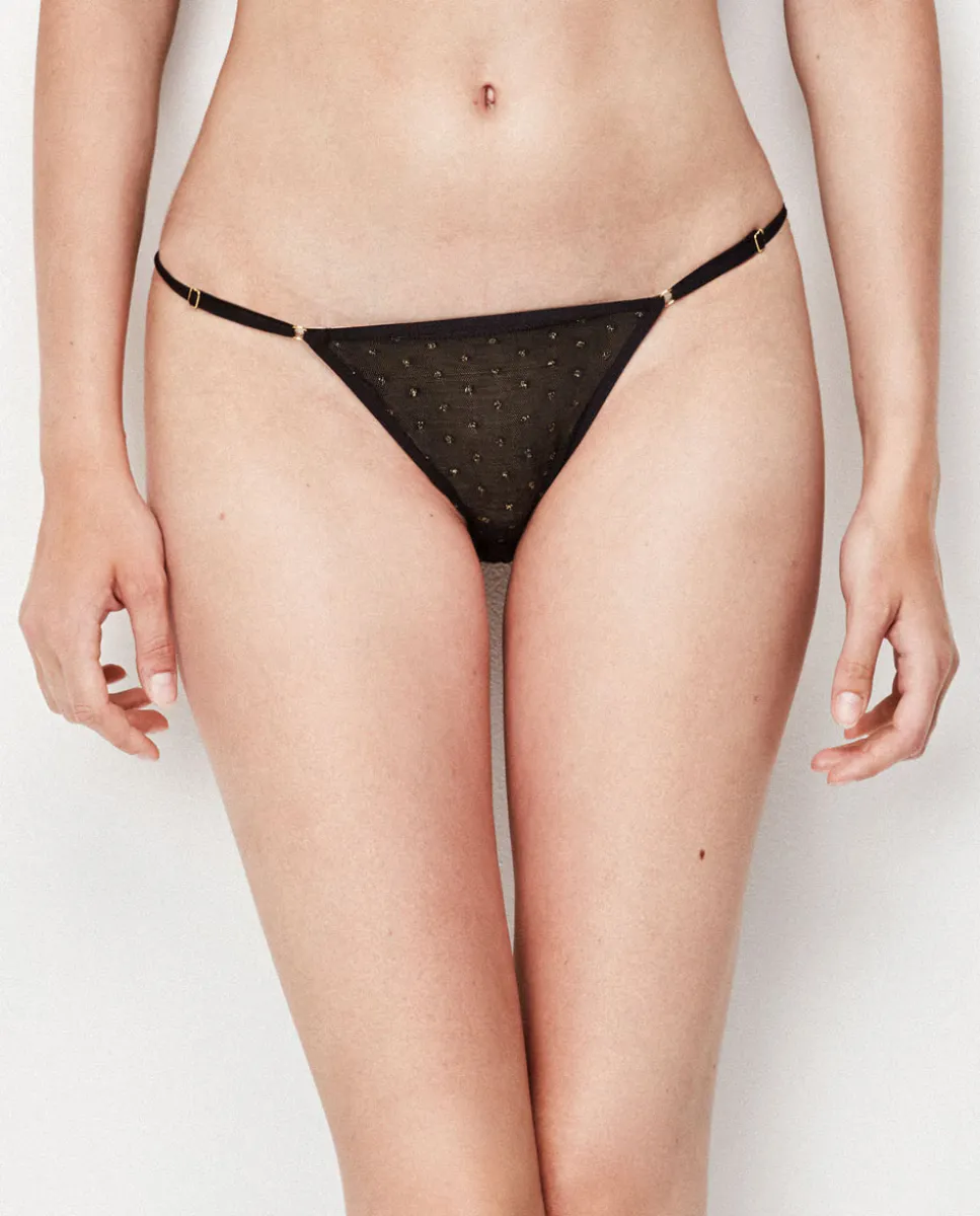 Трусики-стриптиз в контрастный золотой горошек Gisela, черный
Трусики-стриптиз в контрастный золотой горошек Gisela, черный