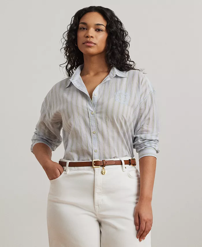 Рубашка большого размера из хлопковой вуали в полоску Lauren Ralph Lauren, мультиколор
Рубашка большого размера из хлопковой вуали в полоску Lauren Ralph Lauren, мультиколор