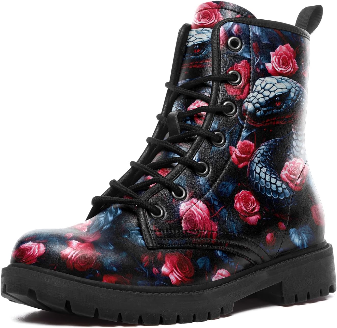 Ботинки AWSOLE Gothic Skull Combat для женщин и мужчин - панк-ботинки с шнуровкой и розой - из микрофибры и кожи - обувь в стиле гранж, черный/красный/розовый
Ботинки AWSOLE Gothic Skull Combat для женщин и мужчин - панк-ботинки с шнуровкой и розой - из микрофибры и кожи - обувь в стиле гранж, черный/красный/розовый