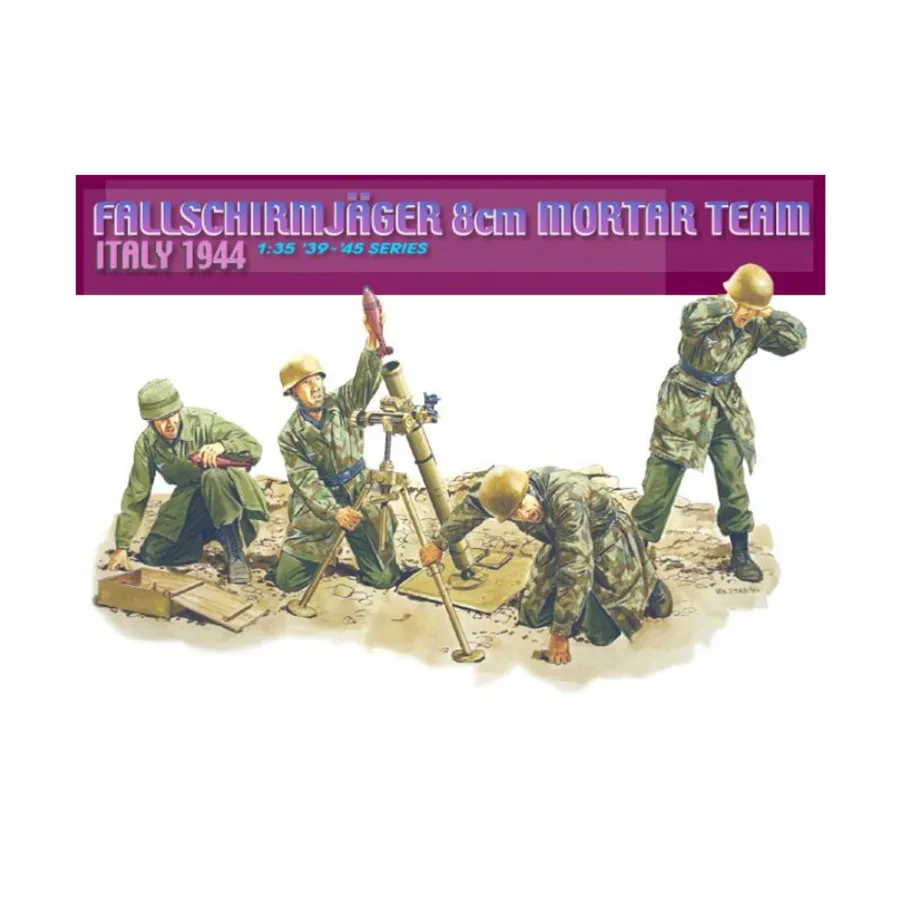 Fallschirmjager 8cm Mortar Team, Италия, 1944 г., Dragon Models - '39 to '45 Series - Minor Powers (1:35)
Fallschirmjager 8cm Mortar Team, Италия, 1944 г., Dragon Models - '39 to '45 Series - Minor Powers (1:35)