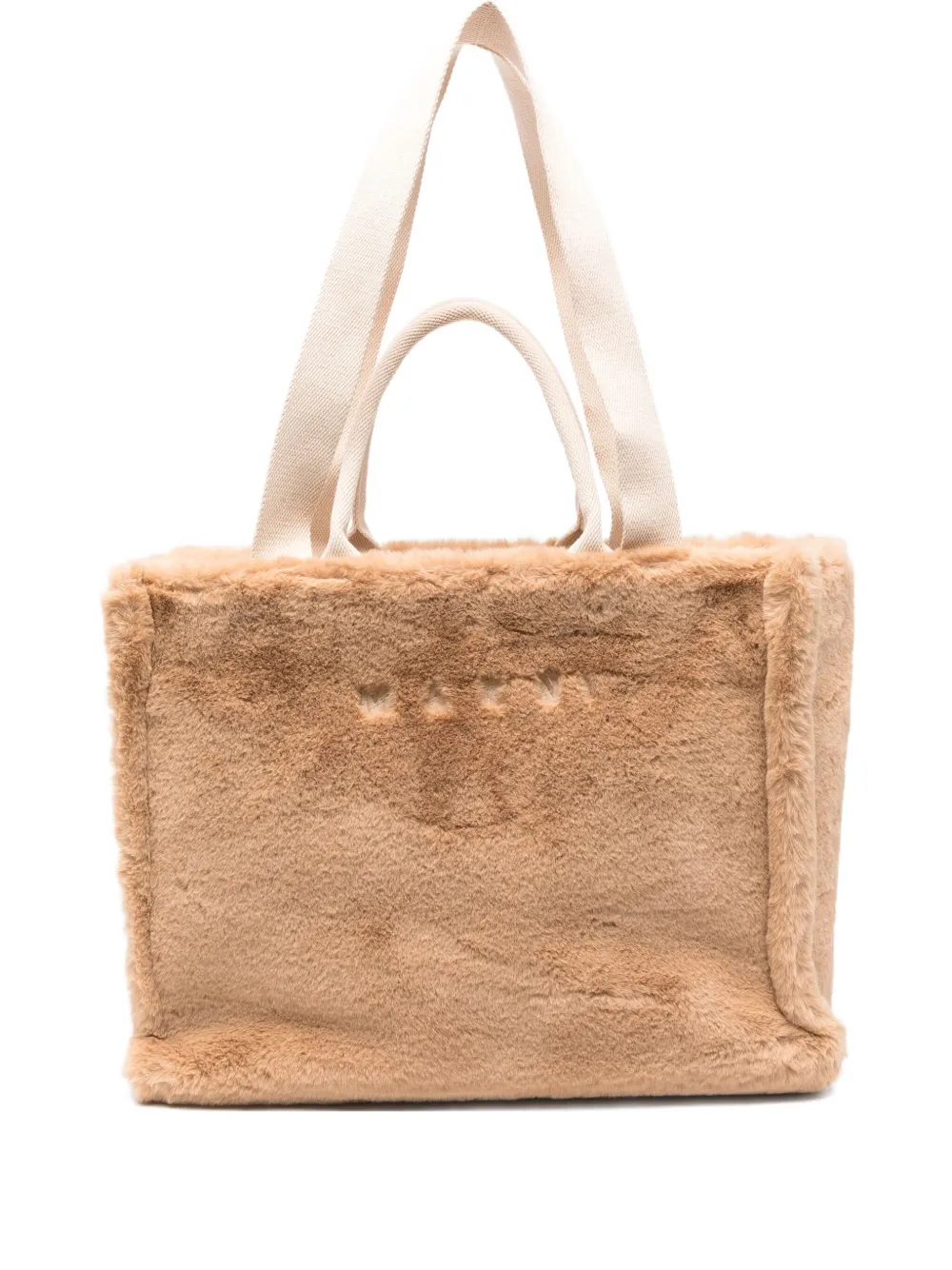 Сумка-тоут с вышитым логотипом Marni, коричневый 
Сумка-тоут с вышитым логотипом Marni, коричневый