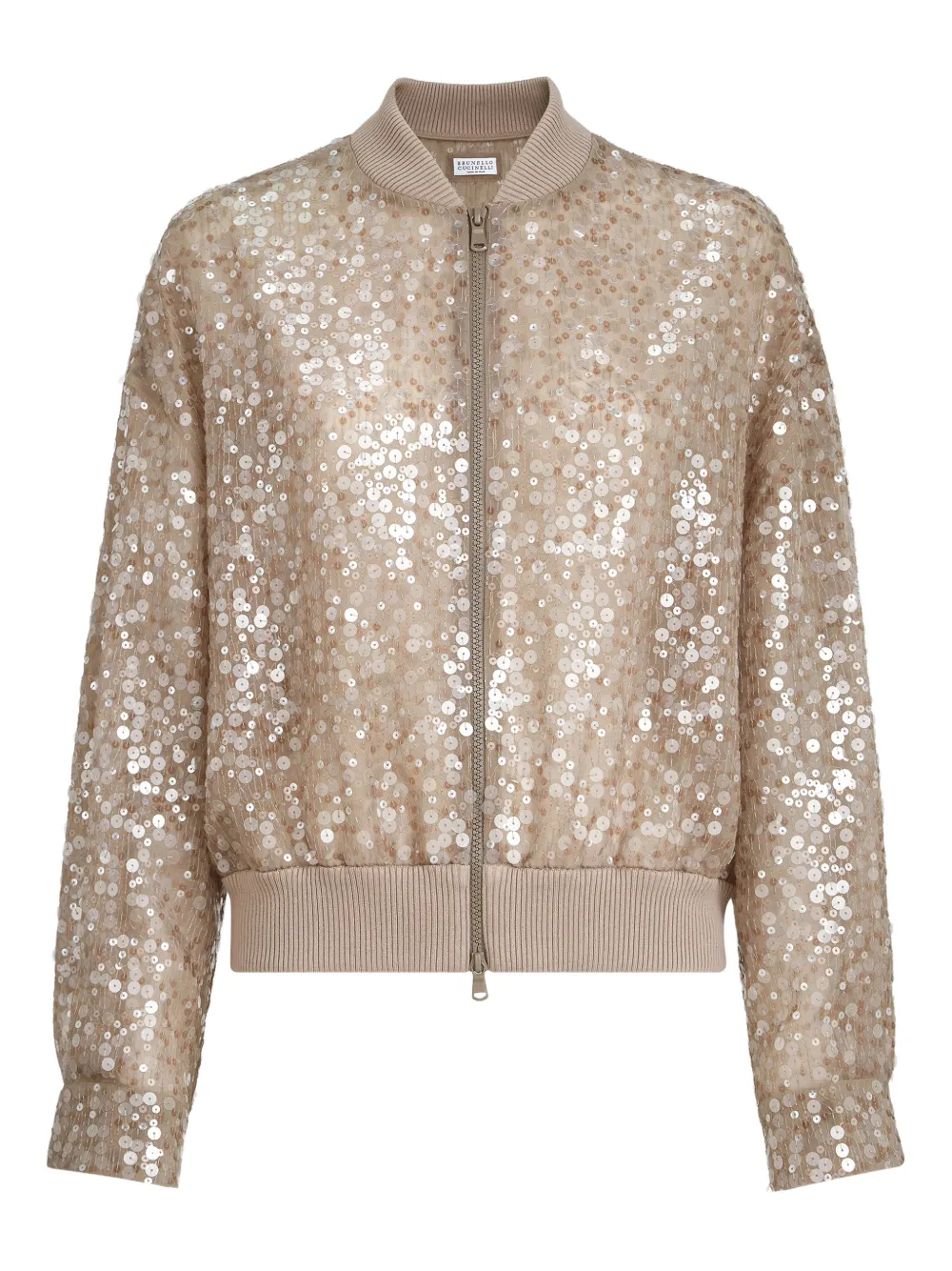 Бомбер с вышивкой пайетками Brunello Cucinelli, бежевый
Бомбер с вышивкой пайетками Brunello Cucinelli, бежевый