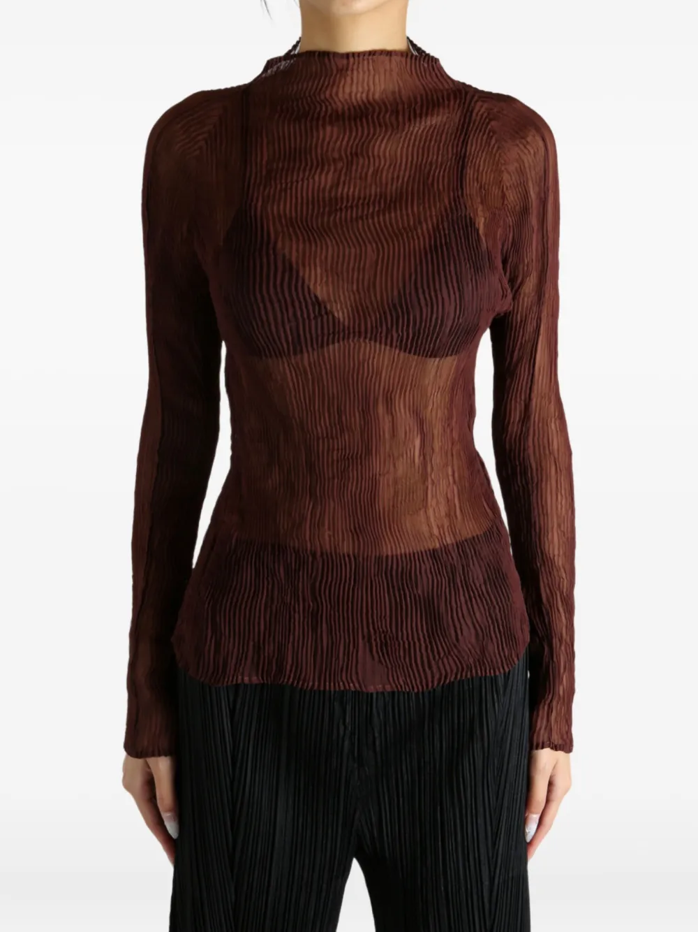 Плиссированный топ с высоким горлом Issey Miyake, коричневый
Плиссированный топ с высоким горлом Issey Miyake, коричневый