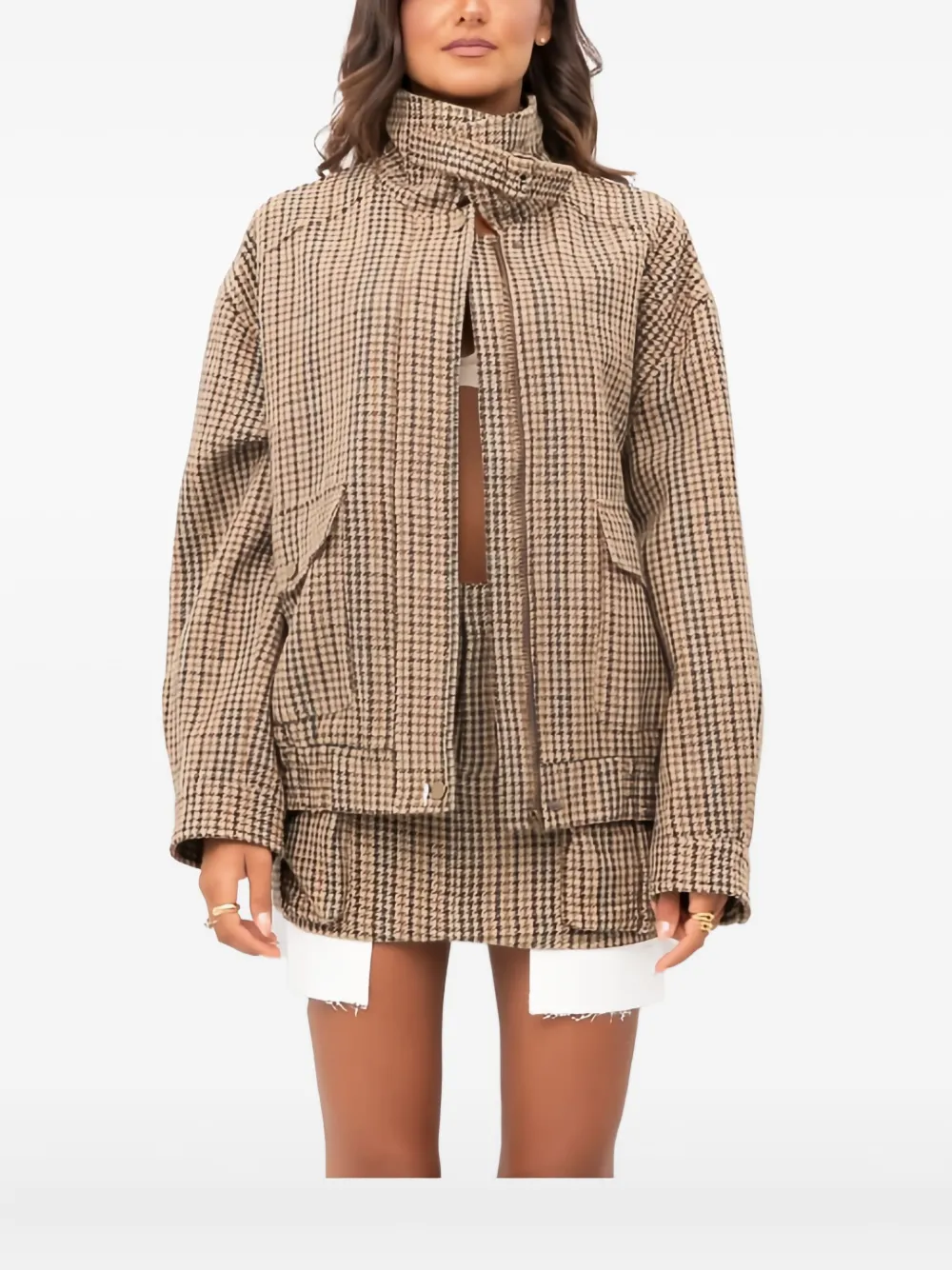 Куртка на молнии с узором «гусиная лапка» Eleh, коричневый
Куртка на молнии с узором «гусиная лапка» Eleh, коричневый