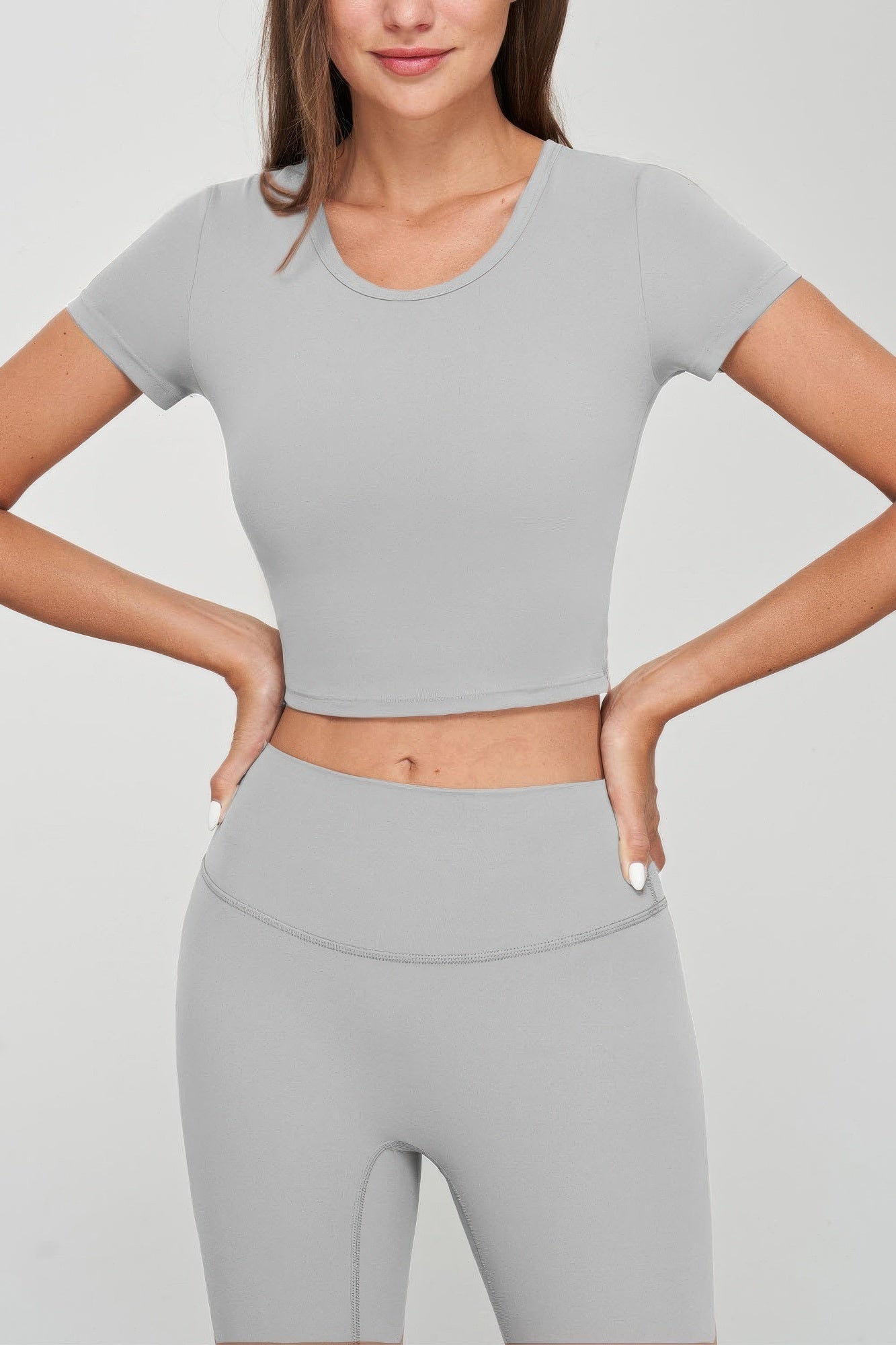 FASHNZFAB Женская бесшовная укороченная футболка с коротким рукавом, серый
FASHNZFAB Женская бесшовная укороченная футболка с коротким рукавом, серый