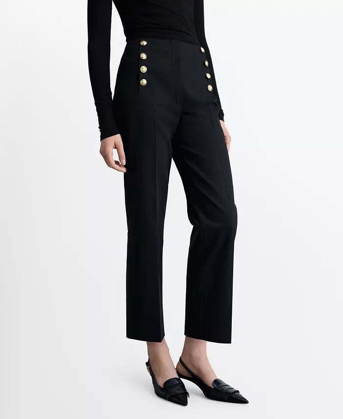 Женские прямые брюки с декоративными пуговицами MANGO, черный
Женские прямые брюки с декоративными пуговицами MANGO, черный