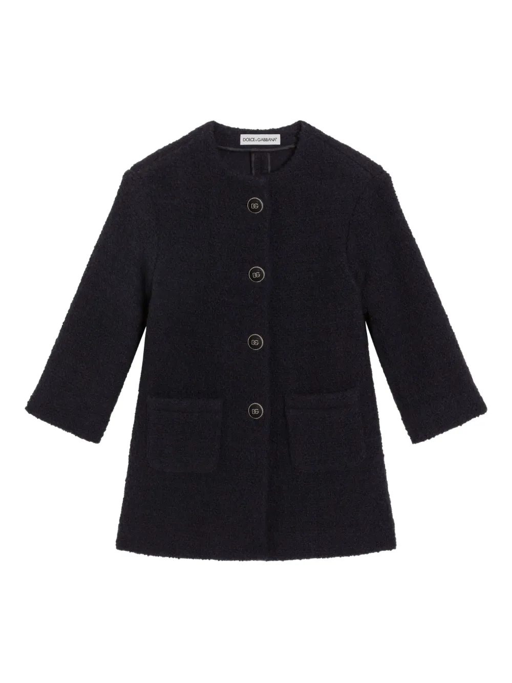Пальто из ткани букле Dolce & Gabbana Kids, синий 
Пальто из ткани букле Dolce & Gabbana Kids, синий