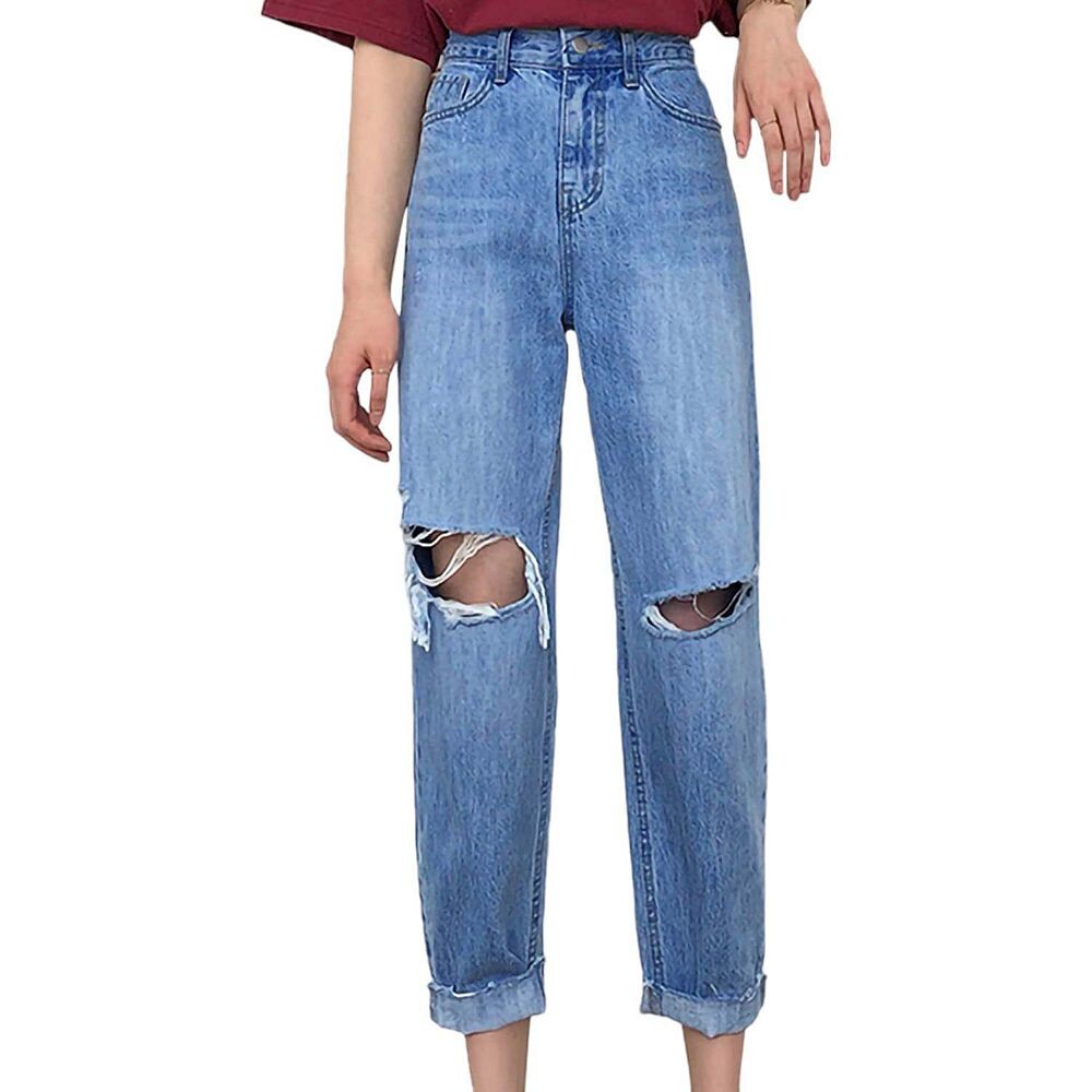 Женские рваные джинсы-бойфренды с высокой талией Anna-Kaci, синий
Женские рваные джинсы-бойфренды с высокой талией Anna-Kaci, синий