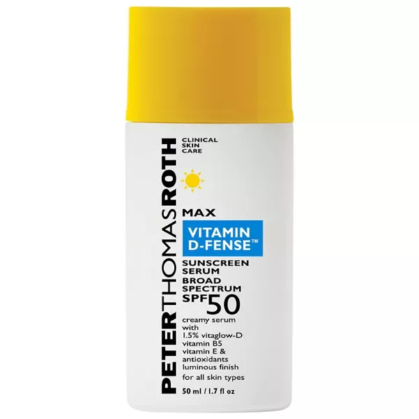 Солнцезащитная сыворотка Max Vitamin D-Fense с широким спектром защиты spf 50 Peter Thomas Roth
Солнцезащитная сыворотка Max Vitamin D-Fense с широким спектром защиты spf 50 Peter Thomas Roth