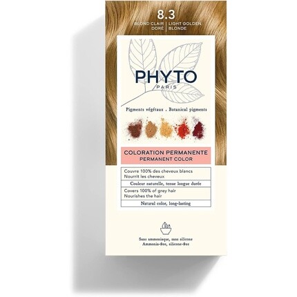 Цвет Permanent Color 8.3 Светло-золотистый блондин, Phyto
Цвет Permanent Color 8.3 Светло-золотистый блондин, Phyto