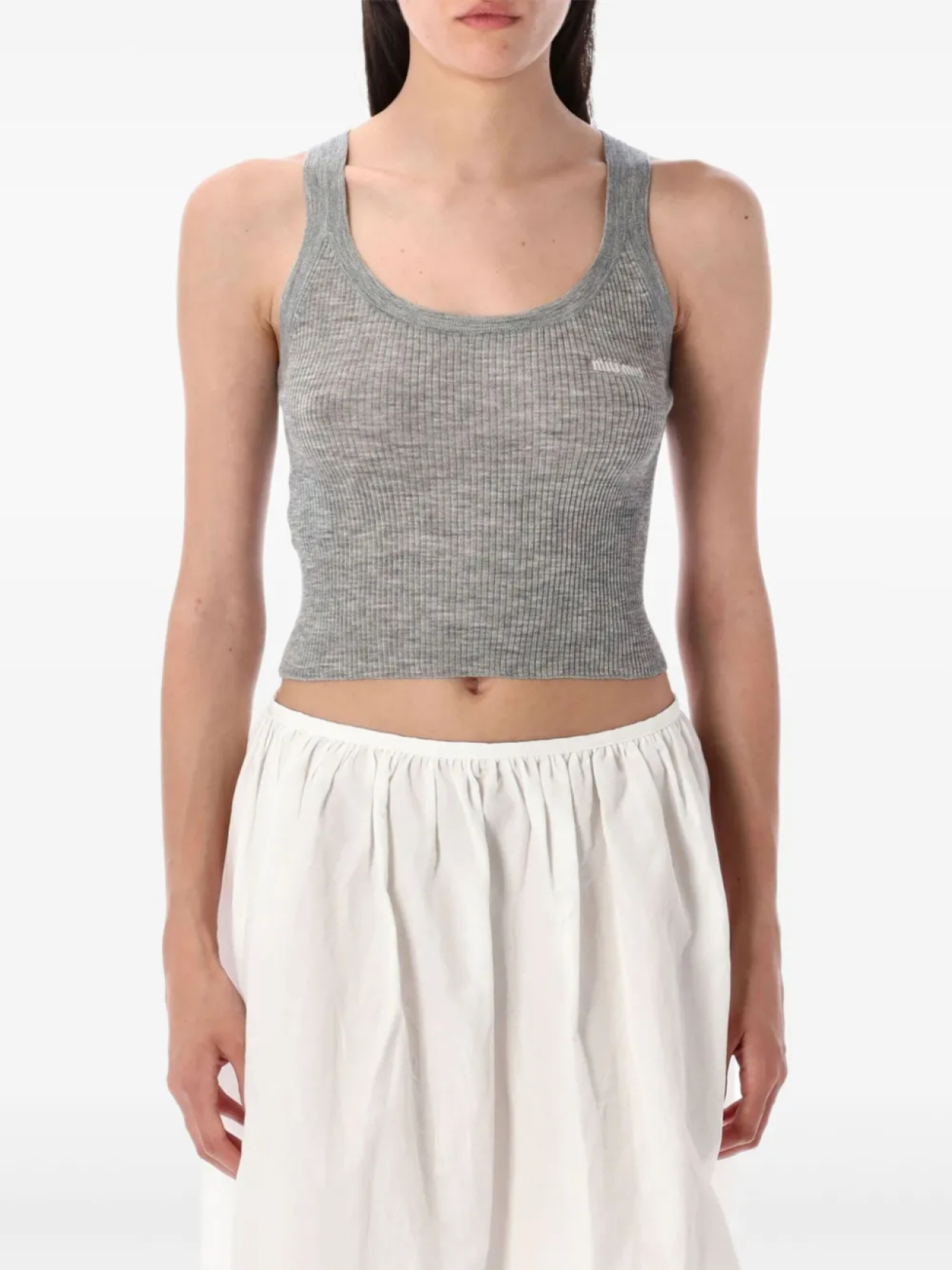 Ребристый топ Miu Miu, серый
Ребристый топ Miu Miu, серый