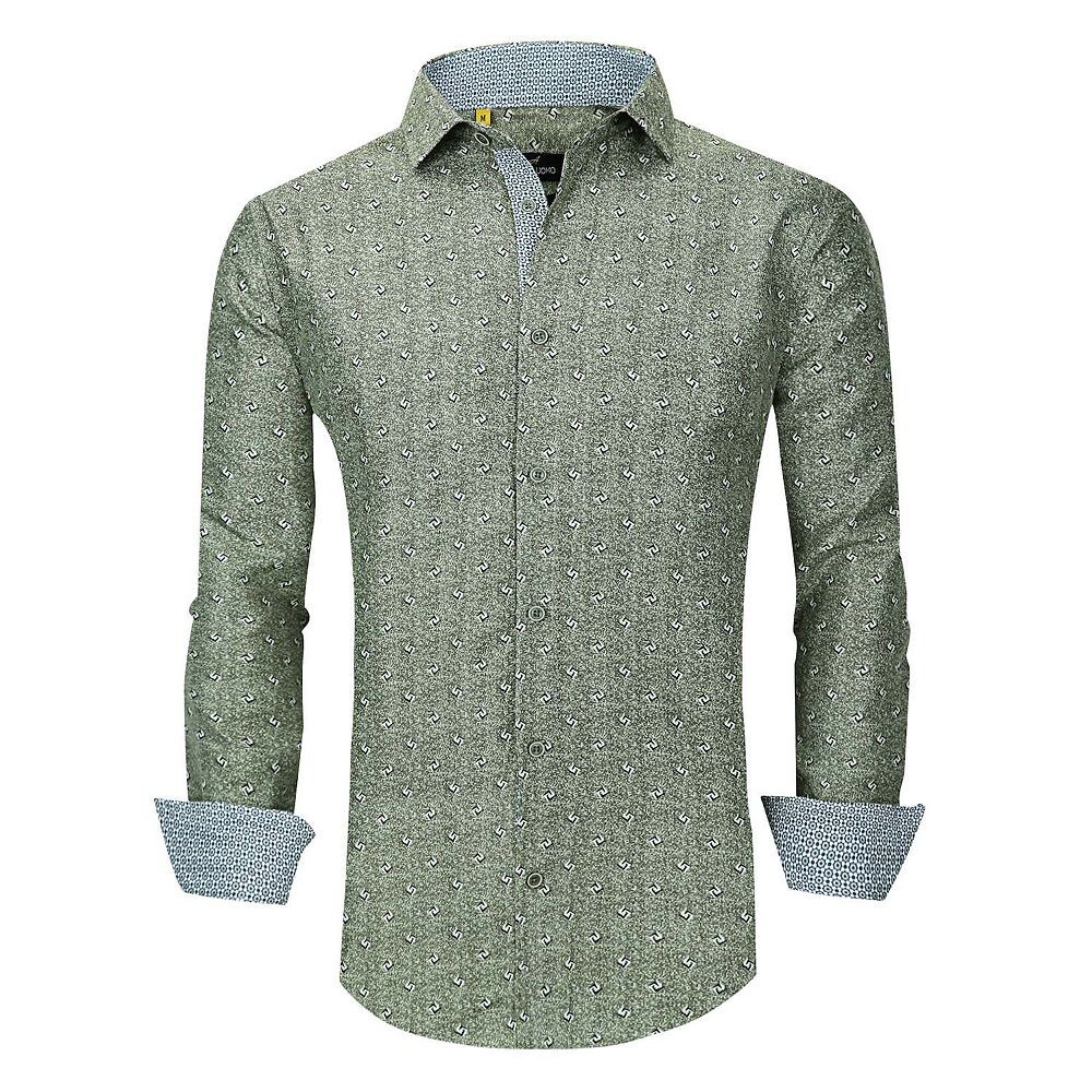 Azaro Uomo Для мужчин приталенный крой, эластичный в четырех направлениях, с длинными рукавами и геометрическим рисунком, на пуговицах, зеленый
Azaro Uomo Для мужчин приталенный крой, эластичный в четырех направлениях, с длинными рукавами и геометрическим рисунком, на пуговицах, зеленый