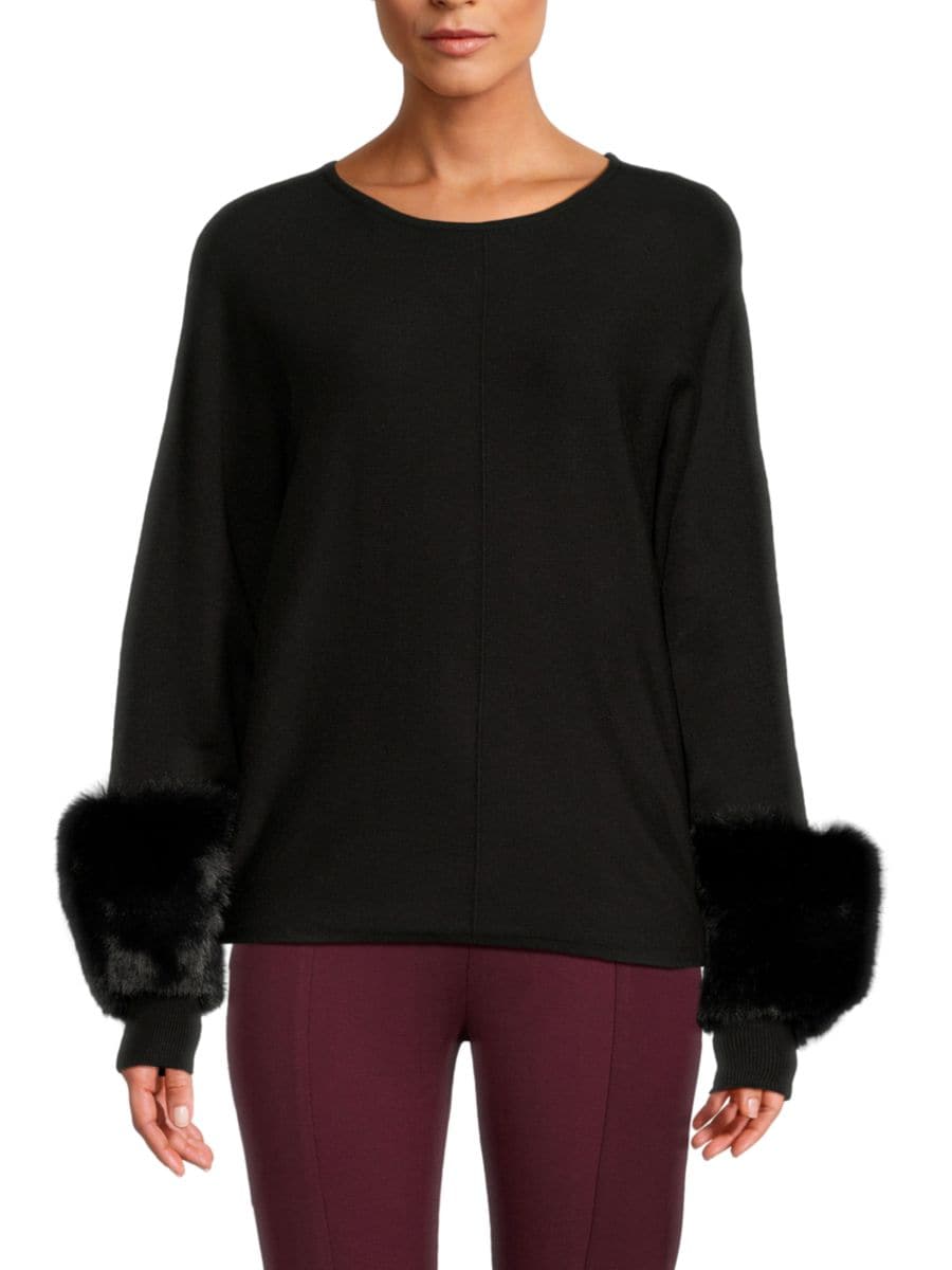 Свитер с манжетами из искусственного меха Saks Fifth Avenue, черный
Свитер с манжетами из искусственного меха Saks Fifth Avenue, черный