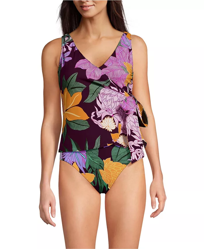 Женский топ-танкини с завязками по бокам Lands' End, фиолетовый
Женский топ-танкини с завязками по бокам Lands' End, фиолетовый