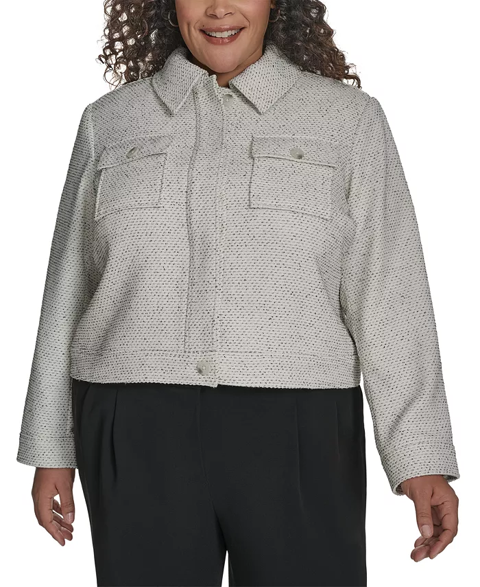 Укороченная твидовая куртка Trucker размера Plus с длинными рукавами DKNY, черный
Укороченная твидовая куртка Trucker размера Plus с длинными рукавами DKNY, черный