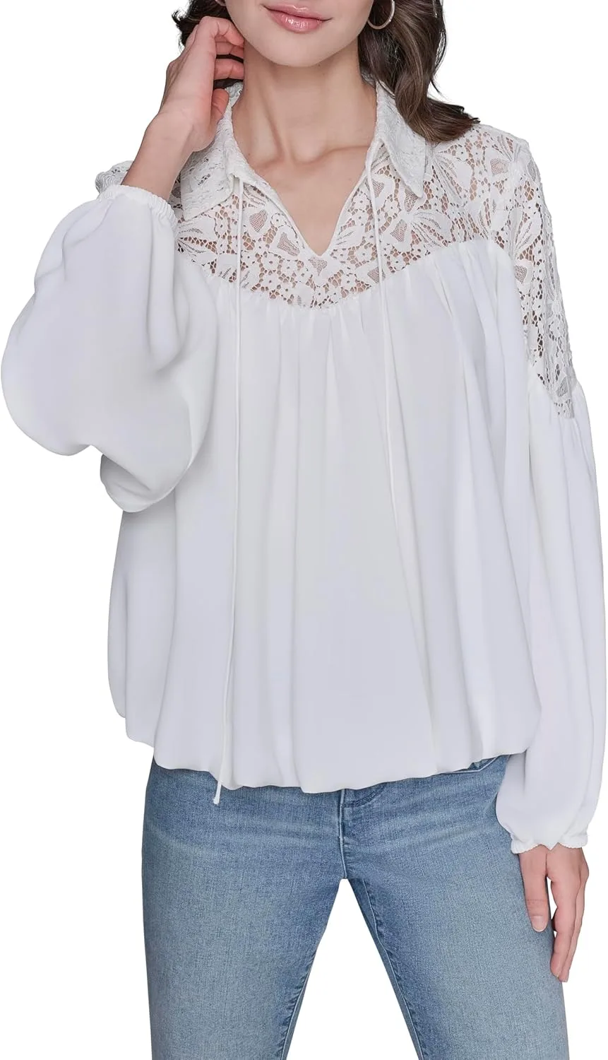 Блуза Karl Lagerfeld с длинными рукавами и кружевом
Блуза Karl Lagerfeld с длинными рукавами и кружевом