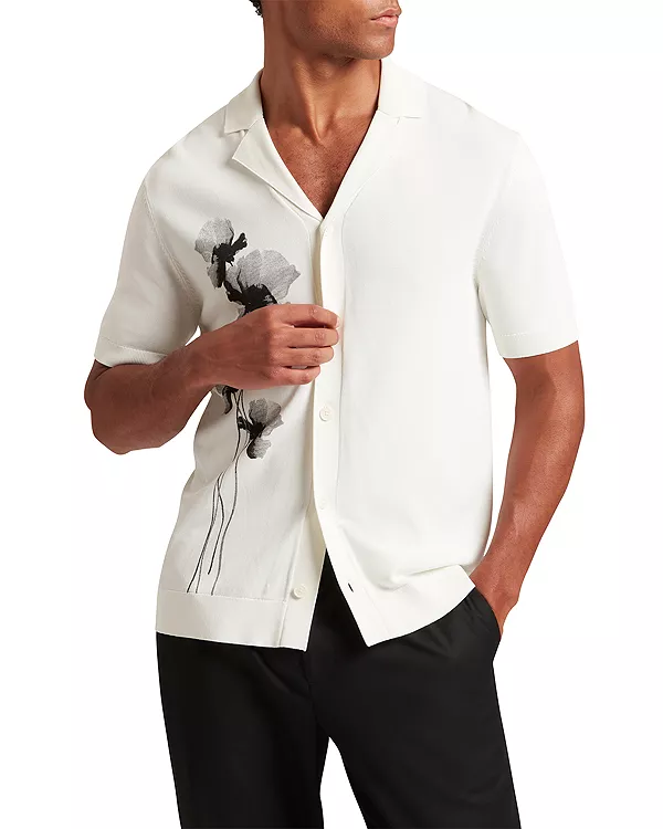 Вязаная рубашка с коротким рукавом и цветочным принтом Daffid Ted Baker, белый
Вязаная рубашка с коротким рукавом и цветочным принтом Daffid Ted Baker, белый