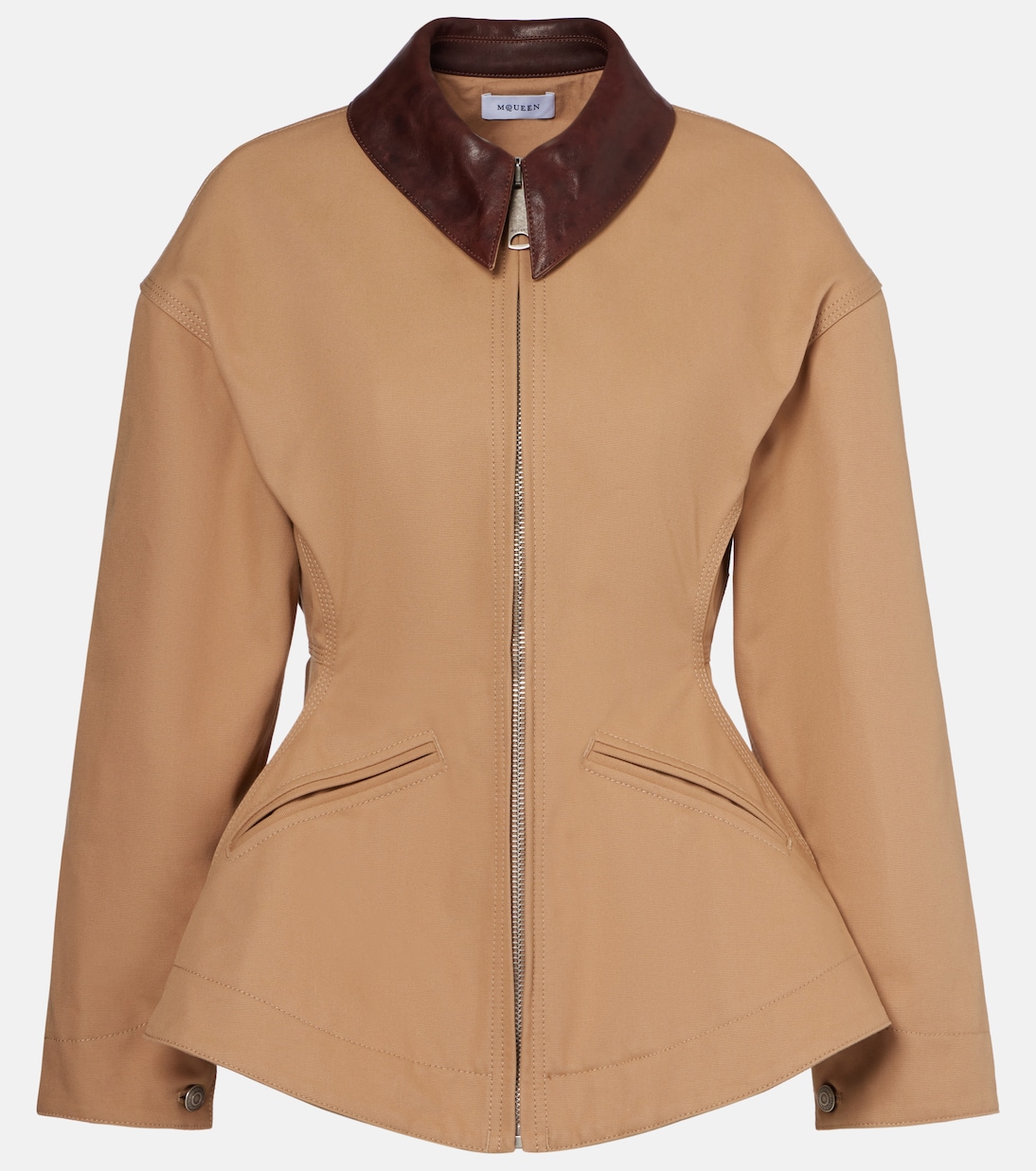 Куртка из парусины с кожаной отделкой McQueen, бежевый
Куртка из парусины с кожаной отделкой McQueen, бежевый